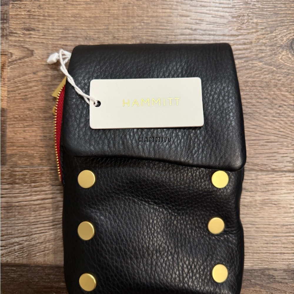 !! NEVER USED / W TAGS !! Black Crossbody Bag; Textured Finish & Gold Buttons
